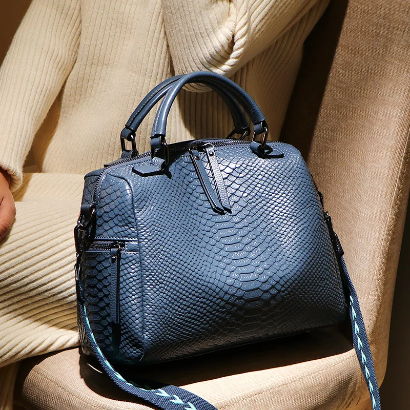Дизайнерская женская сумка из коровьей кожи с узором под крокодила Элегантная