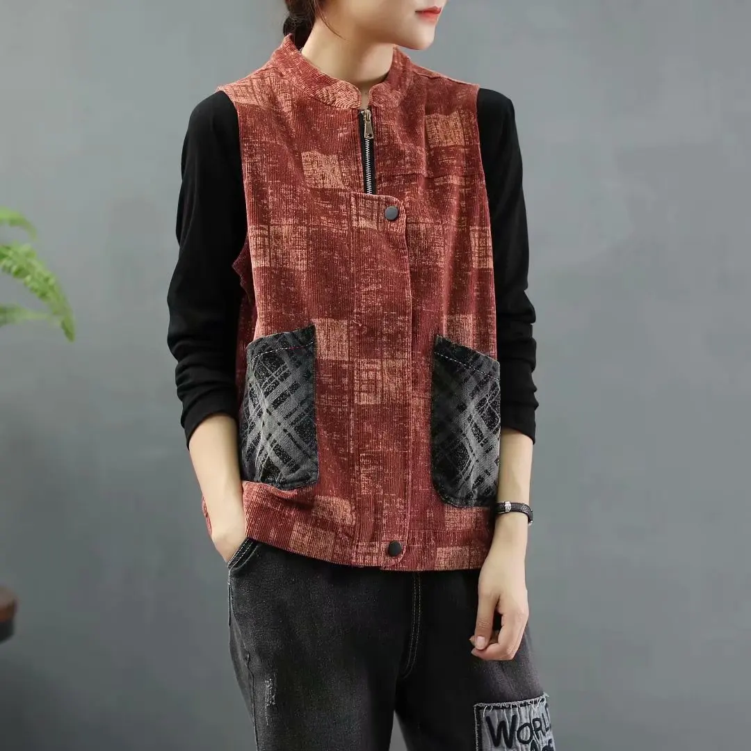 

vintage Ethnic Patchwork female vest jacket ladies elegant Cute Spring female short waistCoat