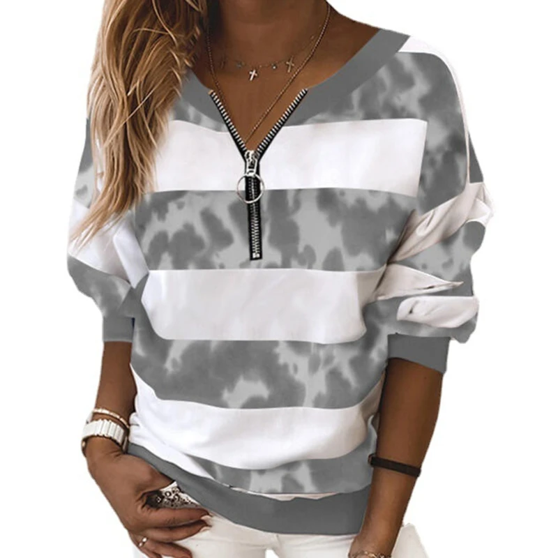 Женская Повседневная Толстовка в полоску с длинным рукавом|Женские толстовки и