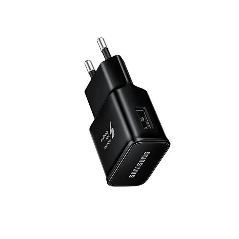 black EU charger Оригинальное зарядное устройство samsung usb type C кабель быстрого адаптера 1,2 type C кабель для Galaxy S8 S9 Plus Note 8 9 A3 A5 A7 - Цвет: black EU charger