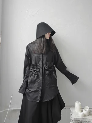 Женская рубашка с воротником-стойкой и длинным рукавом | одежда