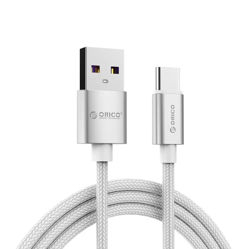 Серебристый Orico 5А usb type-C кабель для huawei mate 20 10 Pro P30 P20 Мобильный телефон USBC Быстрая зарядка USB-C Быстрая зарядка кабель для Xiaomi - Цвет: Серебристый