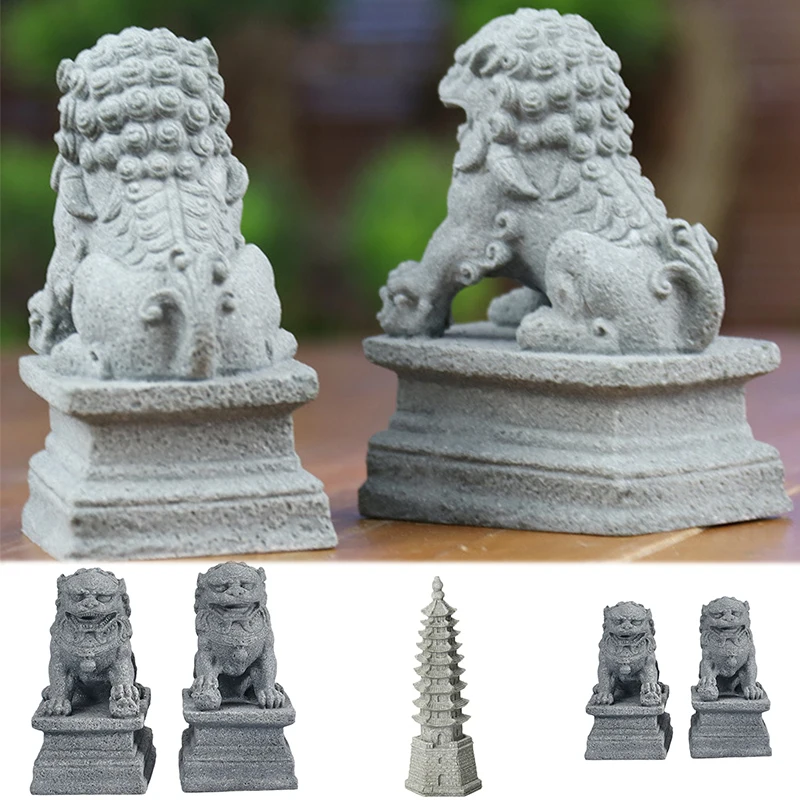 2 шт. декоративные мини статуи в виде льва|Статуэтки и миниатюры| |