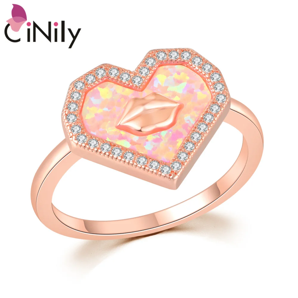 

CiNily Heart Pink Opal Ring Fashion Jewelry Plated Rose Gold Color Ring for Women Jewelry Anniversary Fashion Ring Gift OJ9677