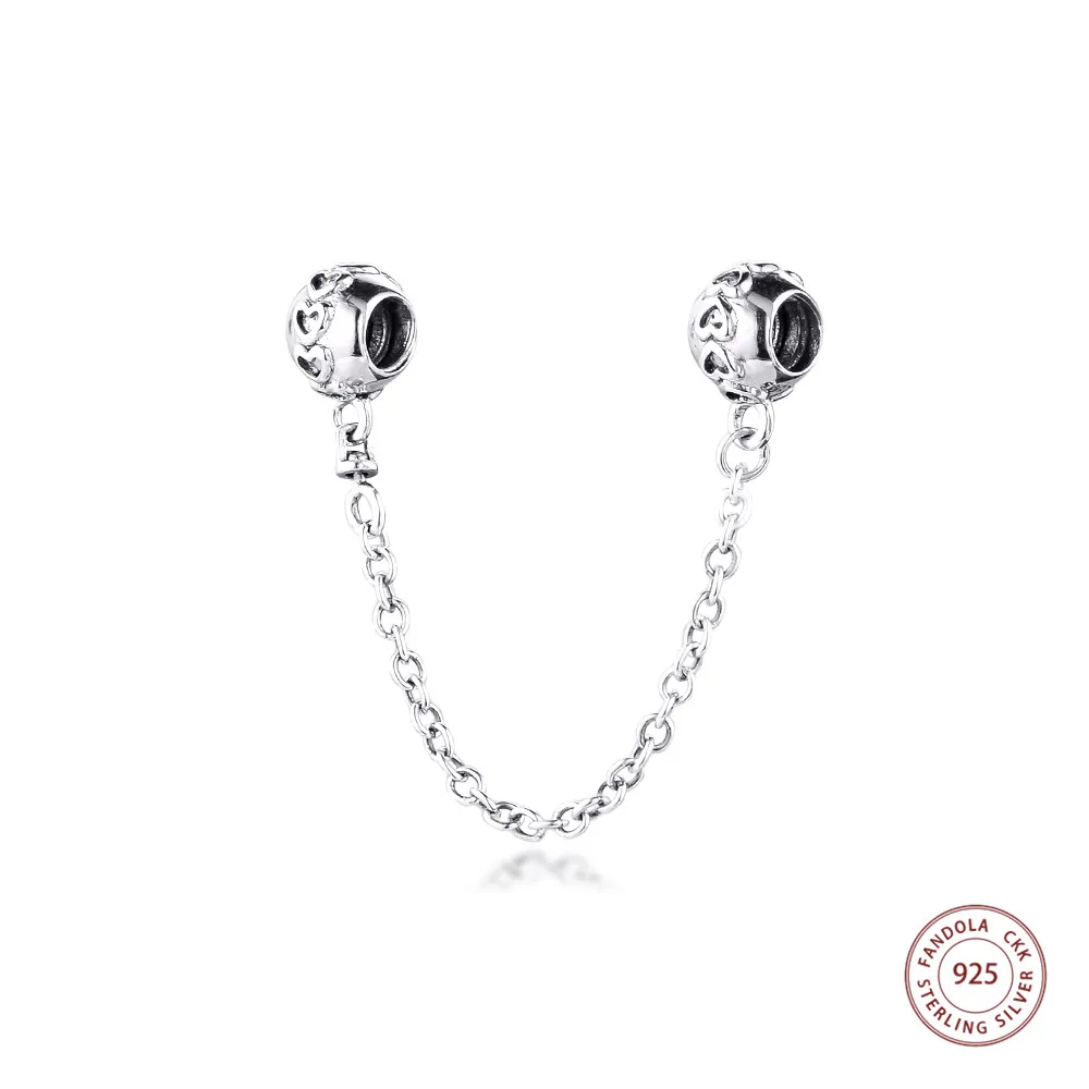 CKK 925 Sterling Silver Love Connection Safety Chain Metal Beads for Women Fits Original Charms Bracelets DIY Jewelry Making | Украшения и