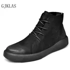 Ботинки мужские из натуральной кожи, на шнуровке, в ковбойском стиле