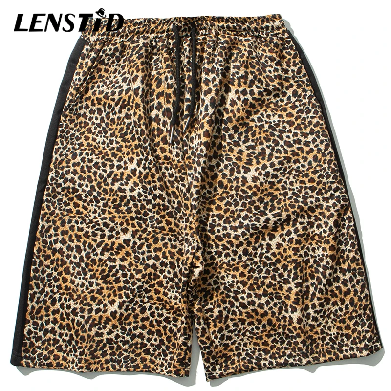 Шорты-карго LENSTID мужские с леопардовым принтом уличная одежда в стиле Харадзюку