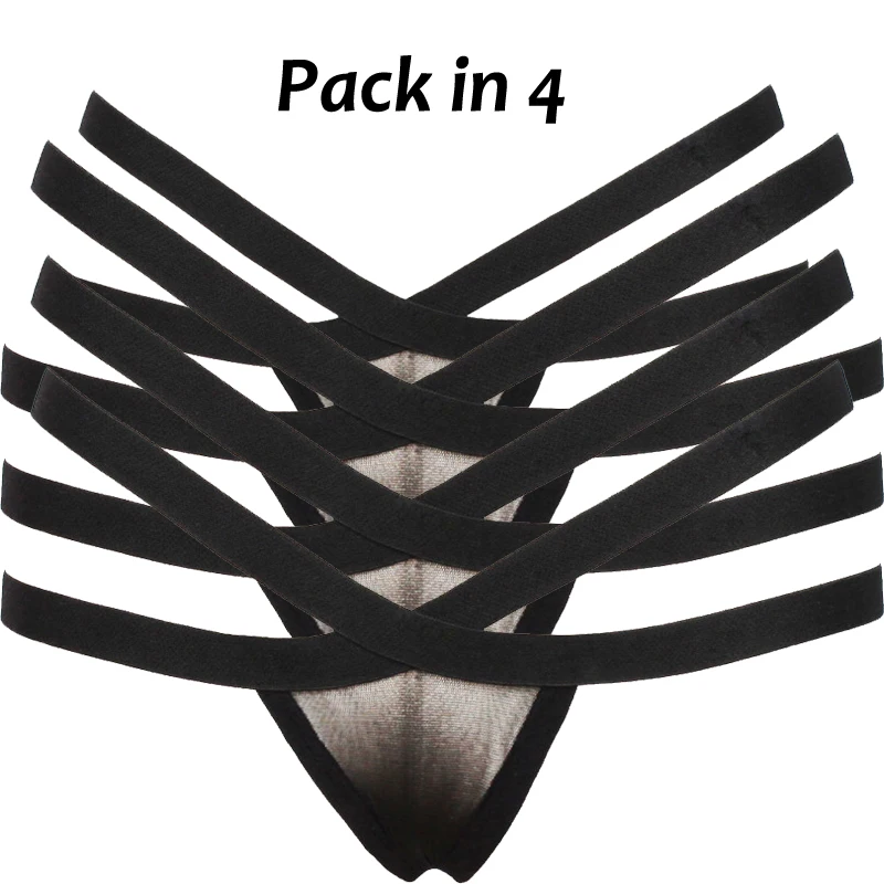 Pack in 4 Пакет в 4/2/1/нижнее белье с принтом Для женщин сексуальный полый крест на шнуровке женское белье стрингженщины сексуальное женское белье стринги из сетчатой ткани, нижнее белье, трусы, нижнее белье трусы Т-образные плавательные стринги - Цвет: Pack in 4