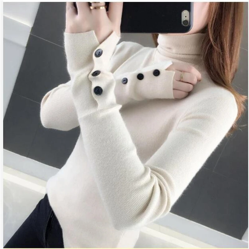 

Babbytoro Women Sweater 2020 Autumn Winter Basic Brown Khahi Green Black White Pile Collar Christmas Sweaters Pull Homme