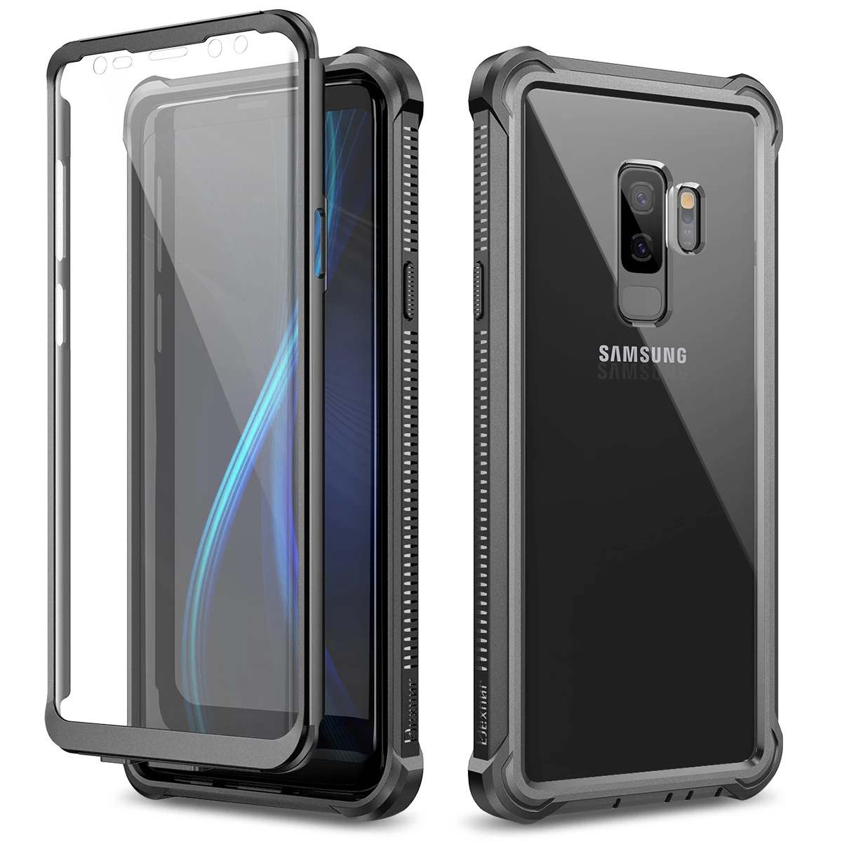 

Heavy Duty Protection armor Black Phone Case for Samsung Galaxy S9Plus Shockproof Cover With Film Full Body Protective Case