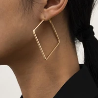 simple geometric irregular large earrings womens french retro diamond metal earrings