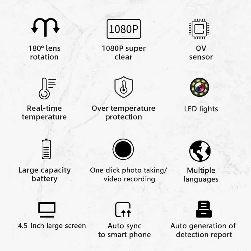 

Industrial Endoscope with 1080P 4.5-inch 8.5mm Borescope Inspection Camera Photo Taking & Video Recording Endoscopes