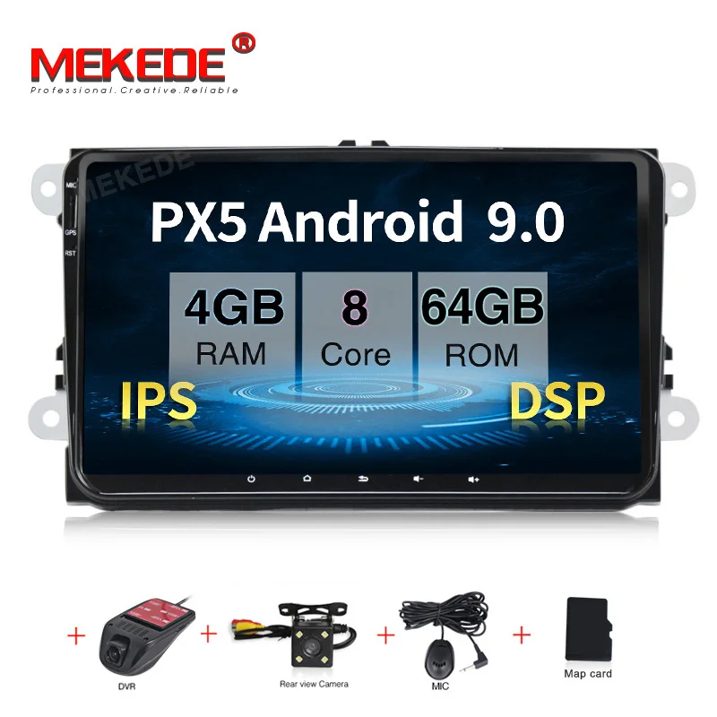 64G add Camera DVR MEKEDE 2 Din 9 дюймов Автомобильный DVD плеер для VW Volkswagen Passat Polo GOLF для Skoda Seat Leon gps-навигация FM RDS Карты радио 1080 P USB - Цвет: 64G add Camera DVR