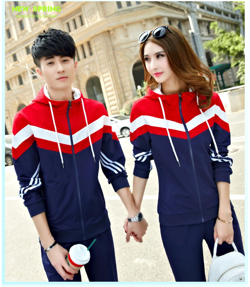 

Spring Women Men Sport Suit Tracksuit Casual Jogger Running Outfits outfit Set Hoodie Jacket Sweatshirt+sweatpant sportswear