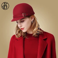 fs 100 wool felt fedora hat equestrian cap flat brim floppy 2021 winter black hats for women knight top caps chapeu feminino