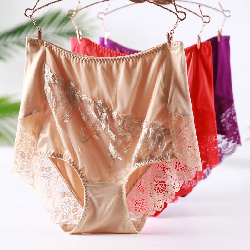 

3pcs/lot embroidered women briefs plus size big elasticity modal underwear large size sexy underpant high waist [60-120 kg]