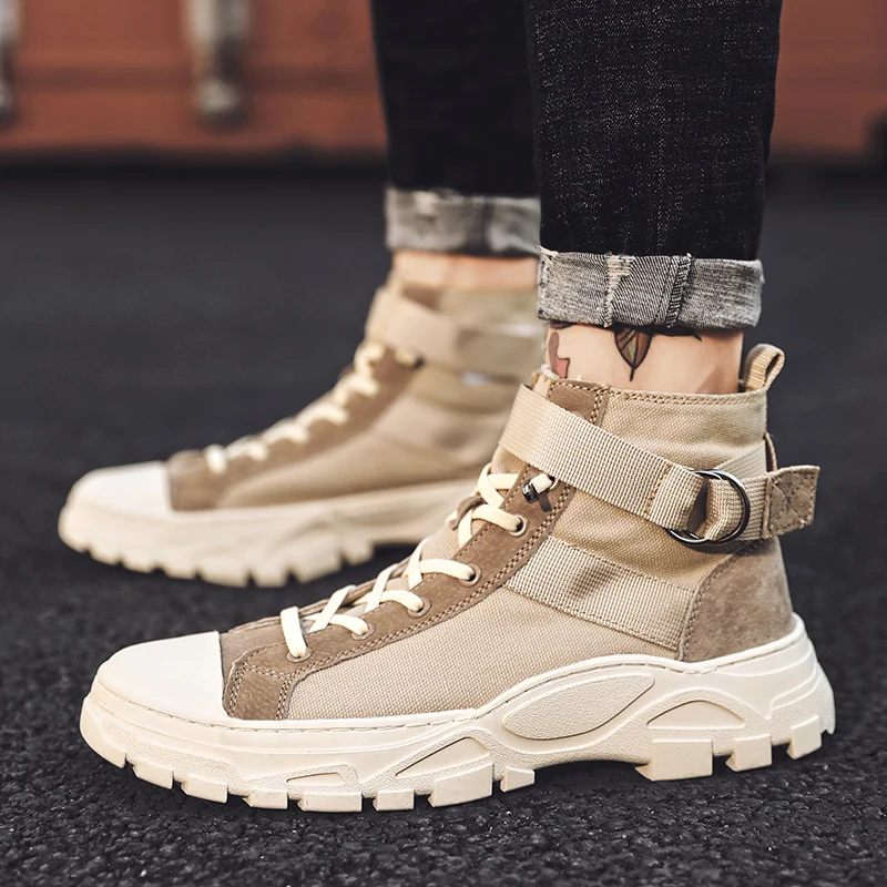 Стильные модные мужские ботильоны повседневная парусиновая обувь кроссовки с