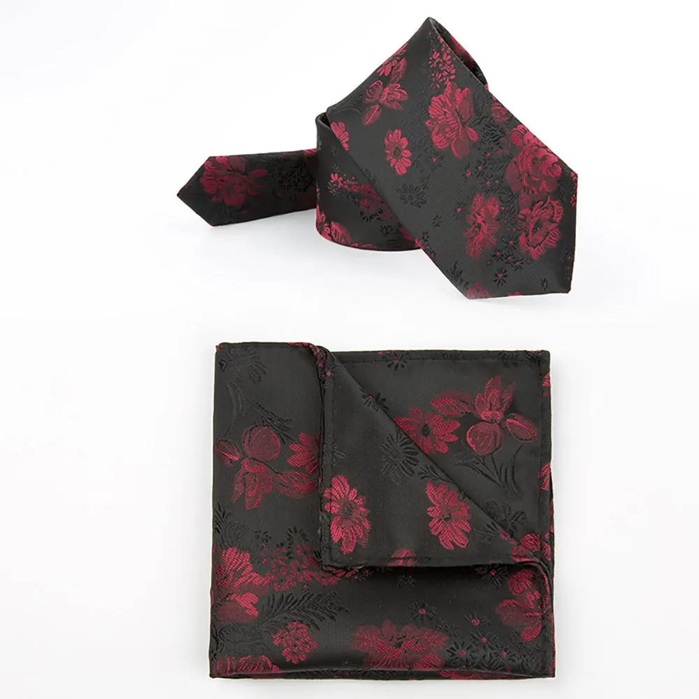 

2020 Polyester Tie Set for Men Polyester Print Pocket Square Towel Necktie Narrow Cravat Party Formal Ties Custom LOGO