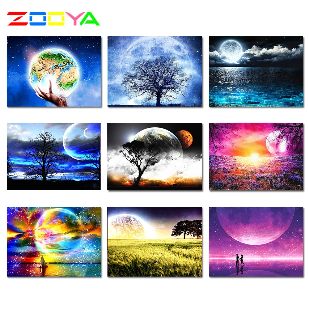 Полностью квадратная Алмазная картина 5D Сделай Сам Луна алмазное искусство