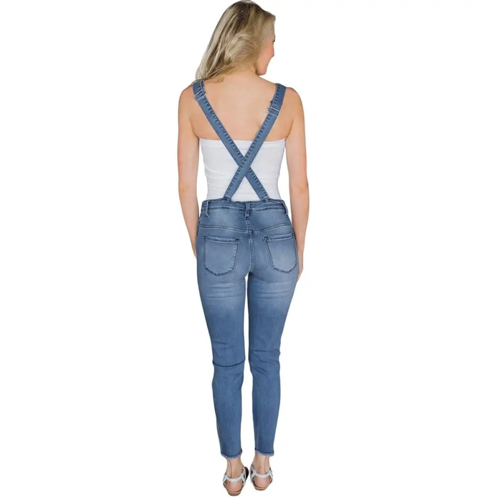 Женский джинсовый комбинезон с эффектом потертости LovelyFox длинные брюки женские