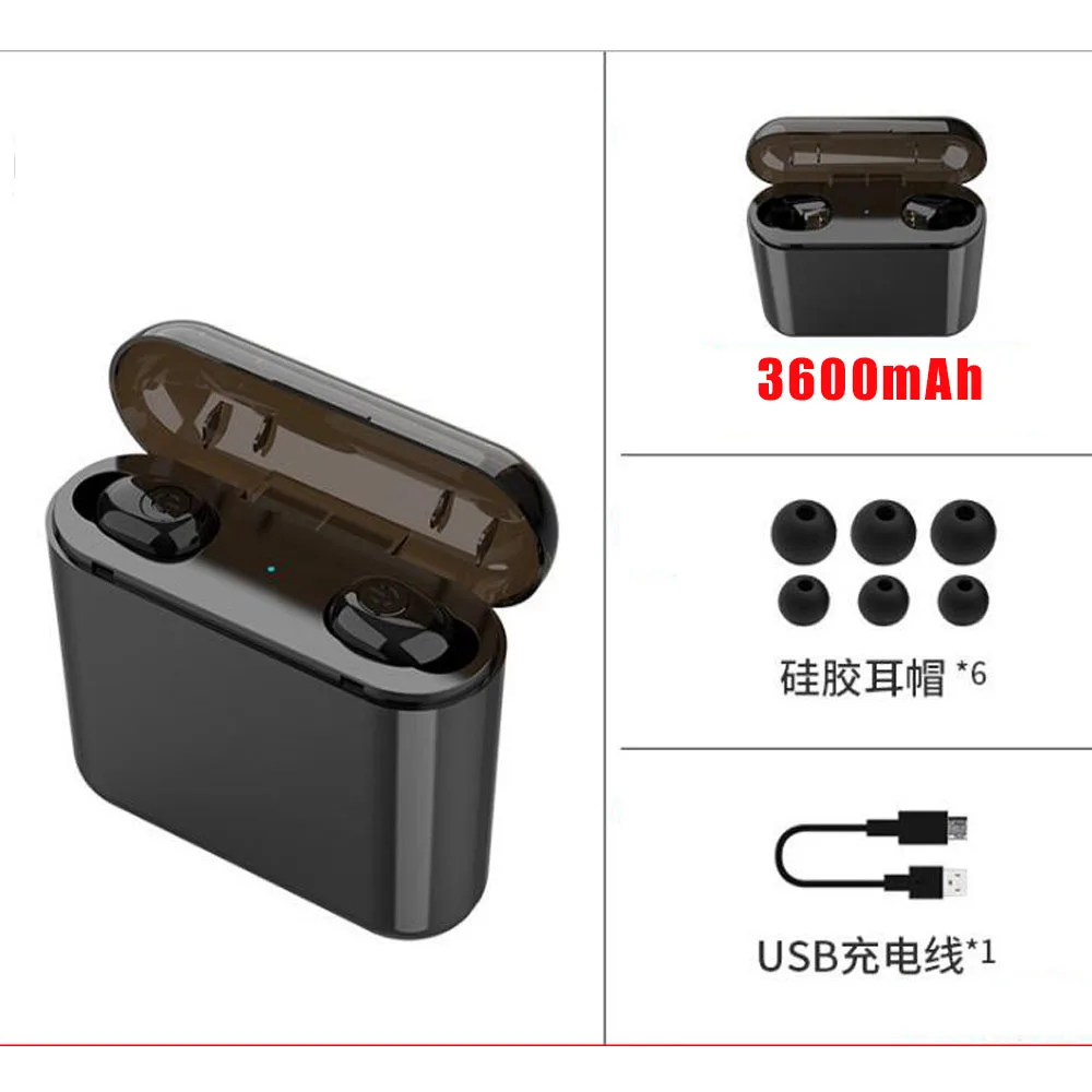 3600mAh black 6800 мАч Powerbank беспроводные наушники Bluetooth 5,0 наушники Noice отмена мини-стереонаушники PK Q32 TWS для телефона Xiaomi - Цвет: 3600mAh black