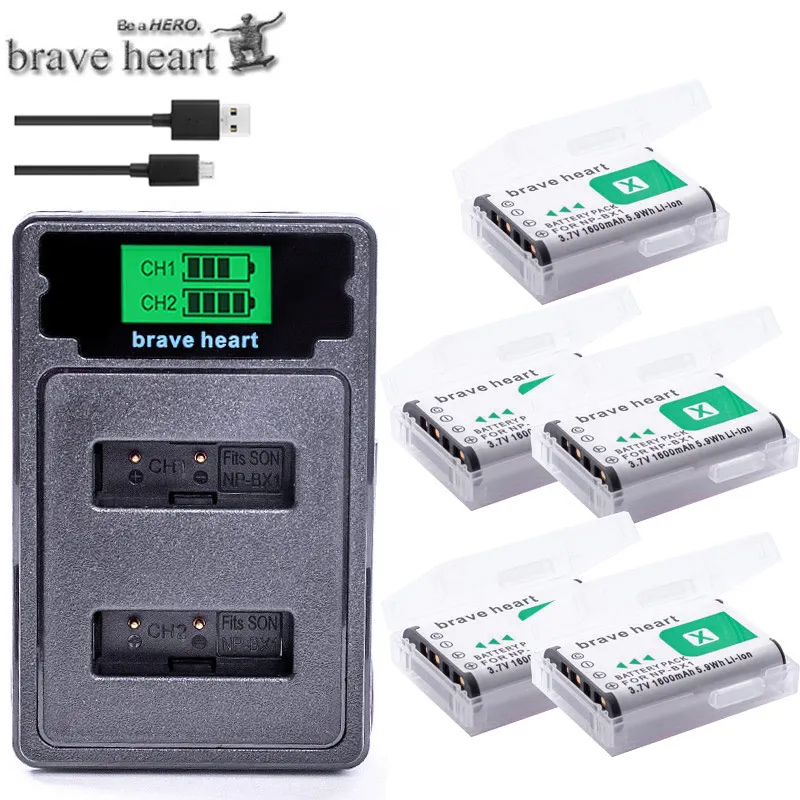 charger and 5battery NPBX1 NP-BX1 np bx1 Батарея+ type-c Зарядное устройство для sony DSC-RX100 DSC-WX500 Характеристическая вязкость полимера HX300 WX300 HDR-AS15 X3000R MV1 AS30V HDR-AS300 - Цвет: charger and 5battery