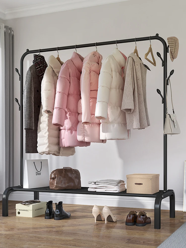 JOYBOS-estante de ropa para el hogar estanter&iacute;a Simple de secado de un solo polo para interiores plegable de tama&ntilde;o peque&ntilde;o almacenamiento de ropa colgante Perchero de almacenamiento de dormitorio con balc&oacute;n grande-1