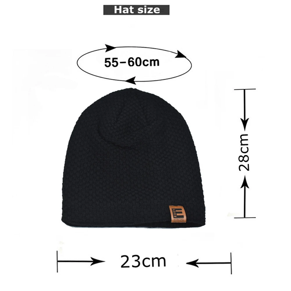 FS Winter Warm Women Men Hat Slouch Baggy Hats Solid Knitted Skullies Beanies Black Wine Red Thick Streetwear Hip Hop Caps | Аксессуары