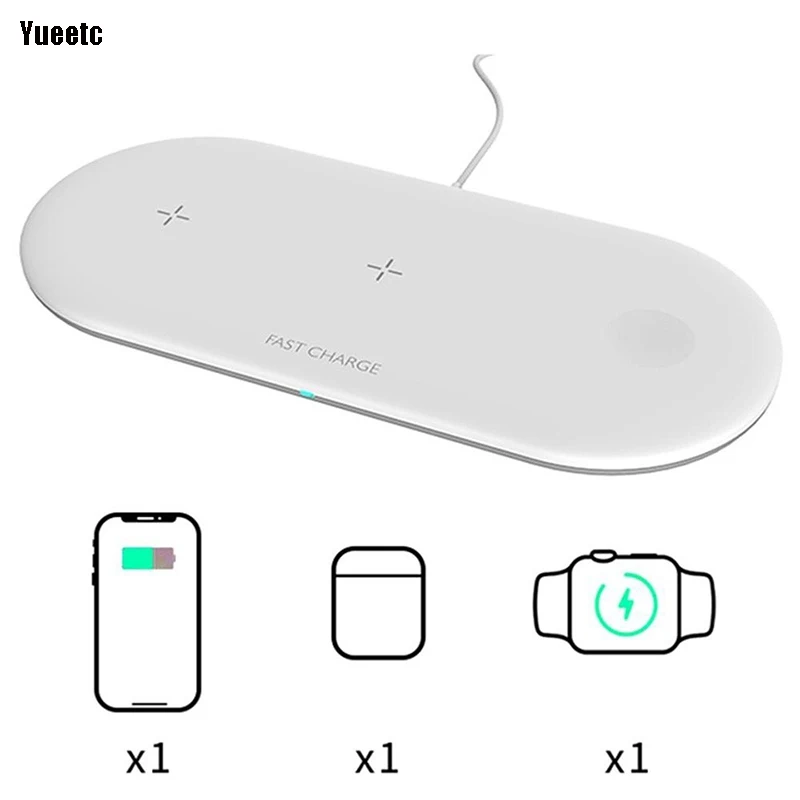 3 в 1 10 Вт Беспроводная зарядная станция Подставка для iPhone Apple Watch Airpods док-станция