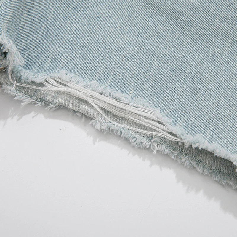 

Blue Denim Shorts Women 2021 Summer Korean New High Waist Thin Slim A Line Versatile Jeans Short Female With Hole And Rough-Edge