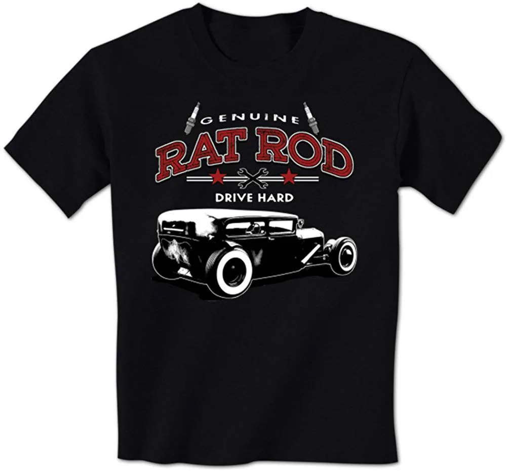 

Genuine Rat Rod Drive Hard Classic Vintage Hot Rod T Shirt Men Women Humorous Cotton TEE Shirt