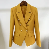high street 2021 newest fashion designer blazer womens classic lion buttons slim fitting textured blazer jacket