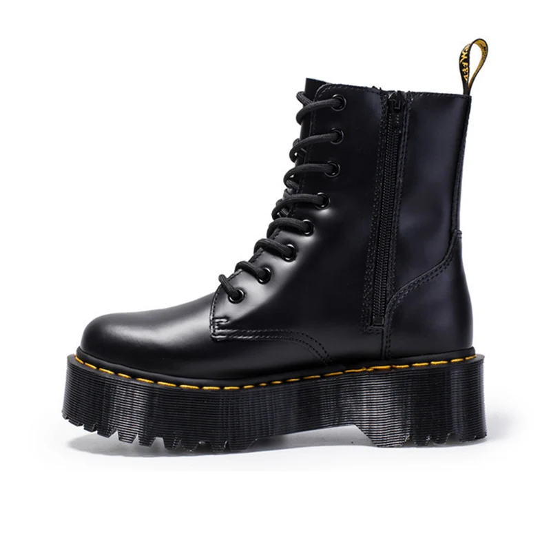 

Fashion Brand Motorcycle Boots for Women Autumn 2021 Round Toe Chunky Heel Ankle Boots Side Zipper Increasing Platform Boots