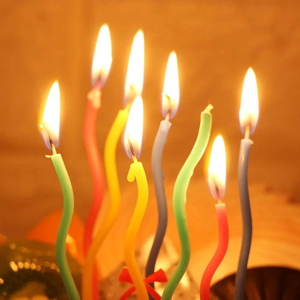 10 шт. разноцветные безопасные свечи в форме пламени для дня рождения Длинные