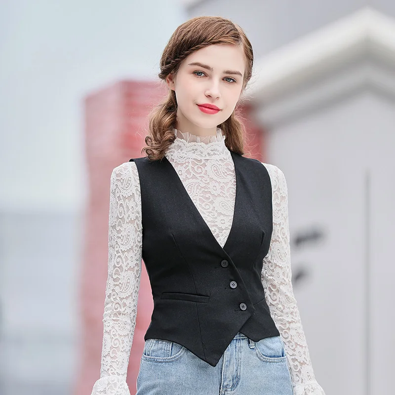

Vintage Classic Sleeveless Vest For Women Slim Fit V Neck Spring Summer Waistcoat Women's Formal Business Office Work Vests Tops