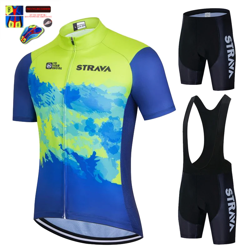 

2021 Summer STRAVA Cycling Jersey Set Racing Bicycle Clothing Man Maillot Ropa Ciclismo MTB Bike Clothing Sportswear Cycling Set