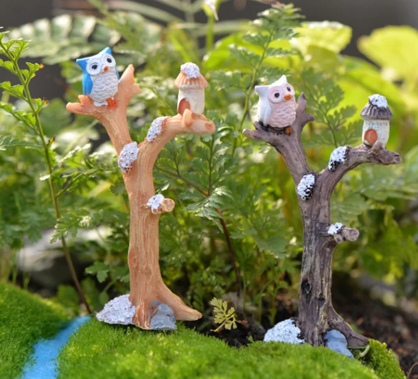 В виде дерева из смолы ветви миниатюрных моделей сова модель корабля бонсай