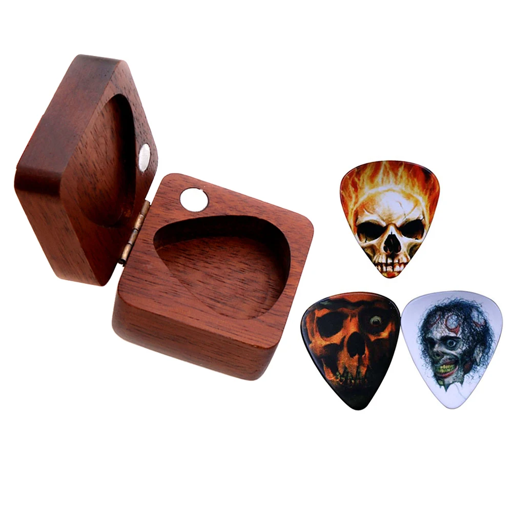 

Wooden Guitar Pick Plectrum Storage Box for Picks Hold Case Care Tool Guitarra Picks Gift Guitar Accessories