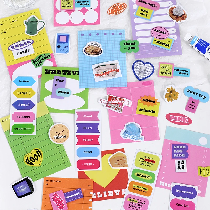 

40 листов многоцветный флуоресцентный записываемый блокнот и набор наклеек для скрапбукинга планировщики ярлыки «сделай сам» принадлежнос...