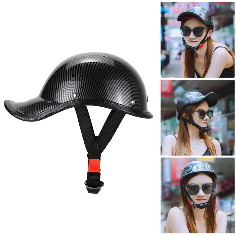 

Retro Motorcycle Half Helmet with Adjustable Nylon Chin Strap Scoop Helmet Electric Car Helmet