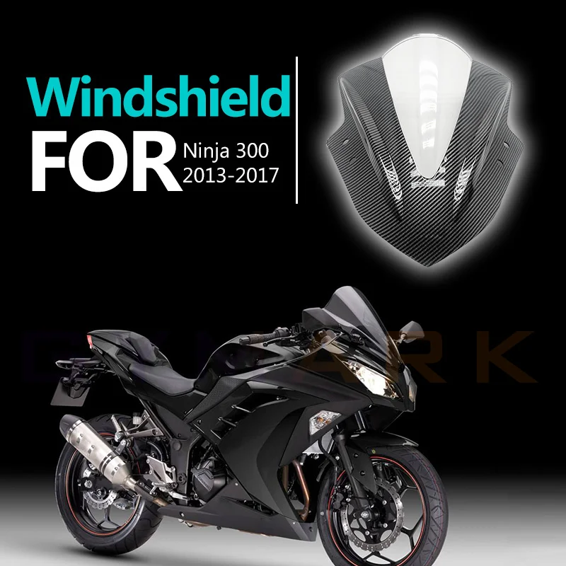 

For Kawasaki Ninja 300 2013 2014 2015 2016 2017 Motorcycle Windshield WindScreen screen ninja300 ABS Carbon Fiber