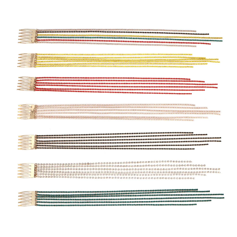 Fashion Multicolor Crystal Tassel Female Horsetail Combs For Women Long CZ Imitation Pearl Ponytail Braid Hair Comb Accessories | Украшения