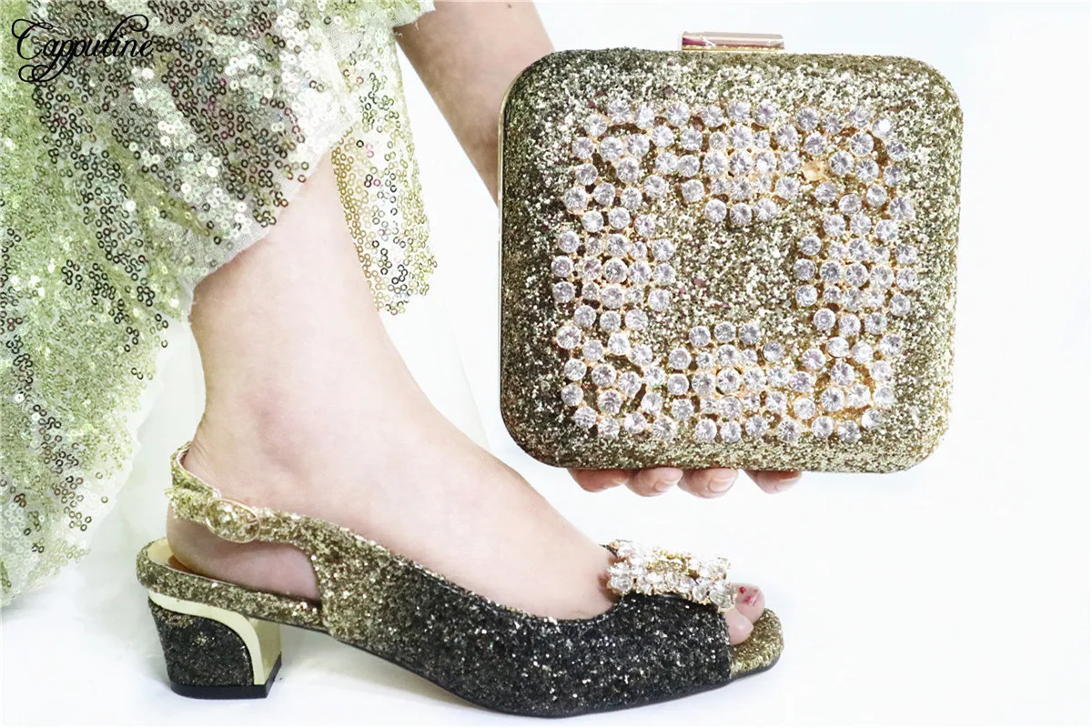 

Nice African Medium Heel Women's Shoes And Purse Handbag Set For Party GL1912-4 Heel Height 4.5CM