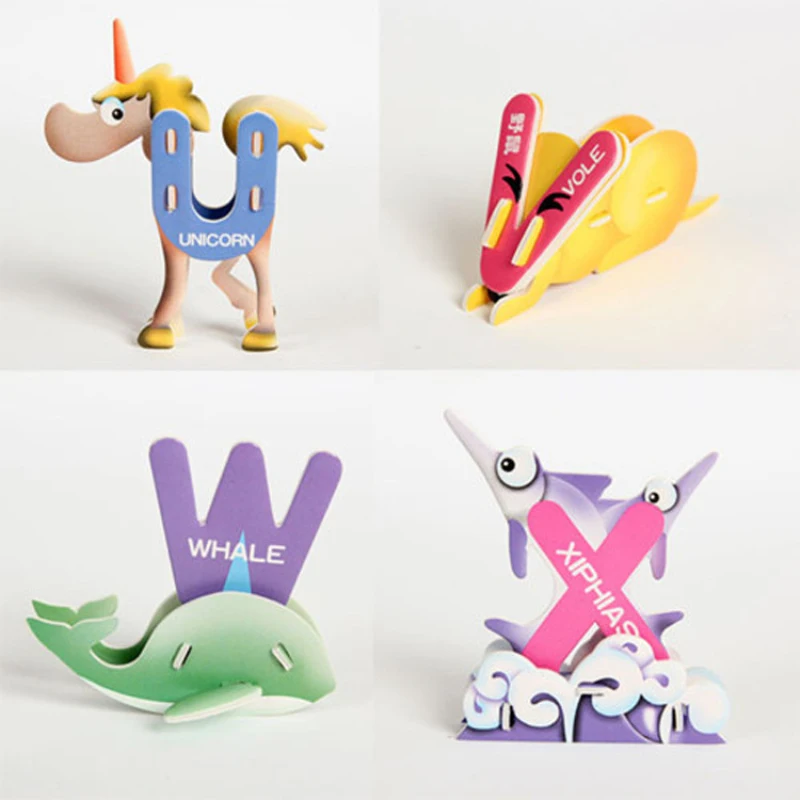 26 шт./компл. новые стильные детские игрушки в форме милых животных 3d пазл ABC