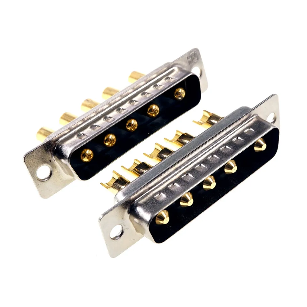 D-Sub Connector 30 AMP Current 5 Power Position 5 Pin Combo Plug Male Pins Machined 5W5 Gold Flash Panel Mount Wire Solder Cup D-Sub Connector 30 AMP Current 5 Power Position 5 Pin Combo Plug Male Pins Machined 5W5 Gold Flash Panel Mount Wire Solder Cup