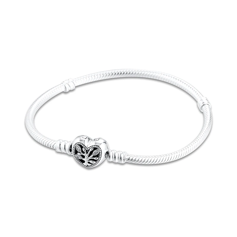 

Genuine 925 Sterling Silver Charm Bracelets Family Heart Snake Chain Bracelet for Women DIY Charms Jewelry Girl Gift pulseras