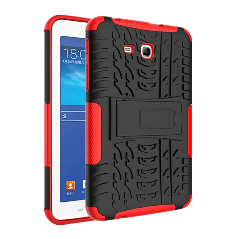 Red and Black Чехлы для планшетов для Samsung Galaxy Tab 3 Lite 7,0 ''T110 чехол Гибридный армированный противоударный прочный двойной-Слои Kistand Крышка для SM-T111 - Цвет: Red and Black