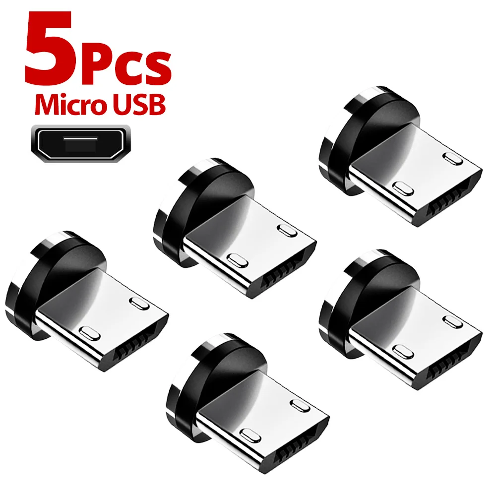 5pcs Magnetic Tips Charging Cable Adapter Replacement Parts for Mobile Phone Easy Operate Durable 360 Degree Rotation Converter