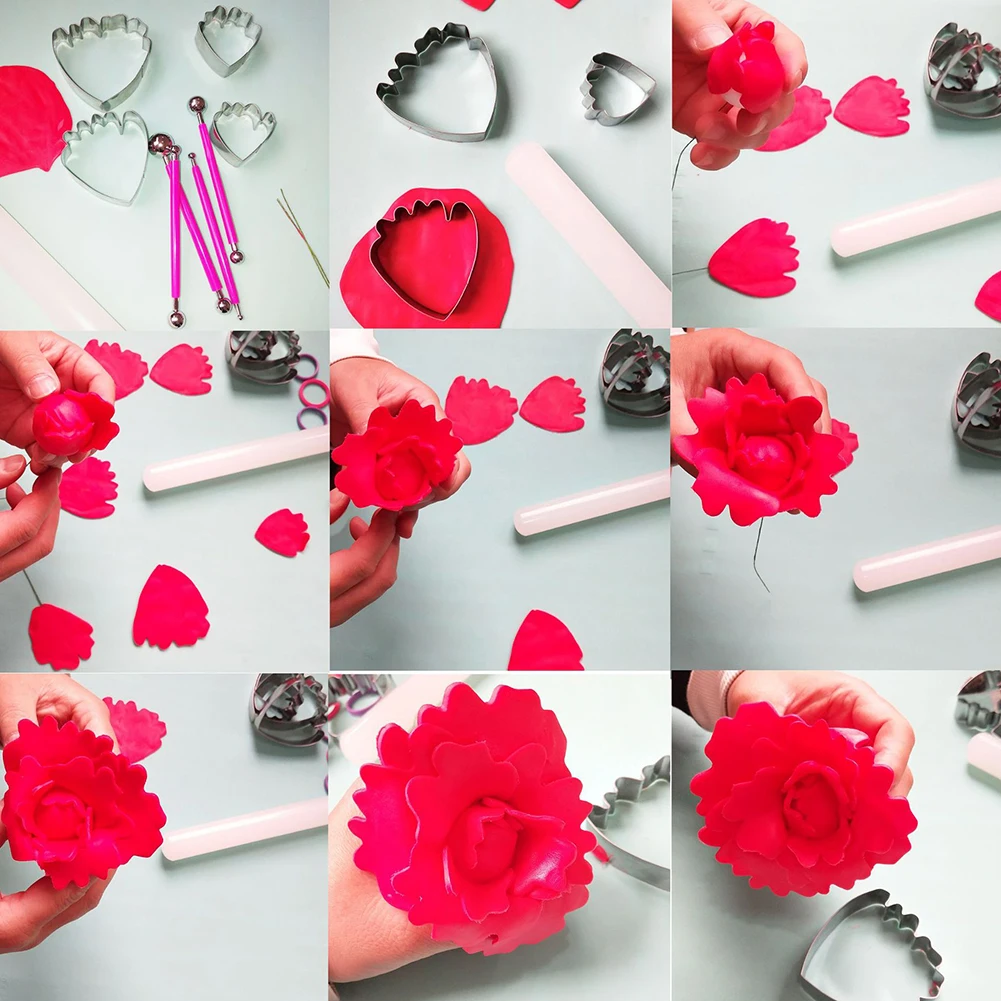 4 пион из нержавеющей стали цветочные режущие формы помадка моделирование A608