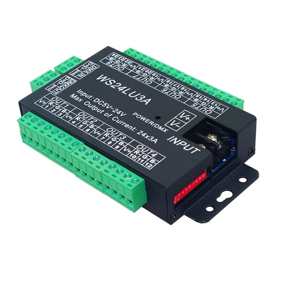 Светодиодный декодер DMX 512 24 канала 8 групп используется для светодиодной ленты с